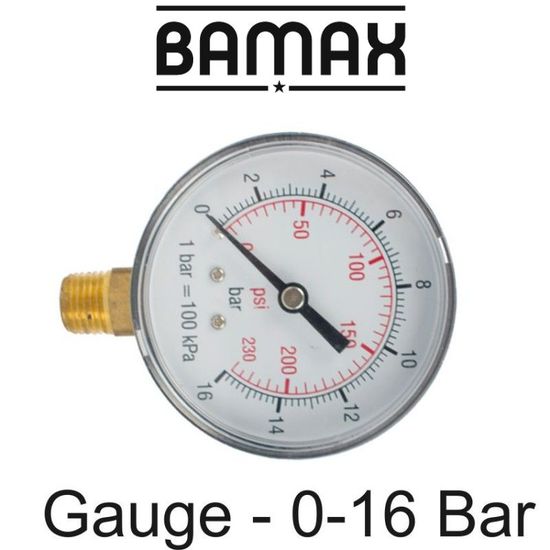 Pressure Gauge 0-16bar 1/4lower63mm Packaged